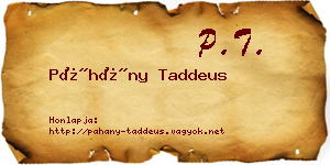 Páhány Taddeus névjegykártya